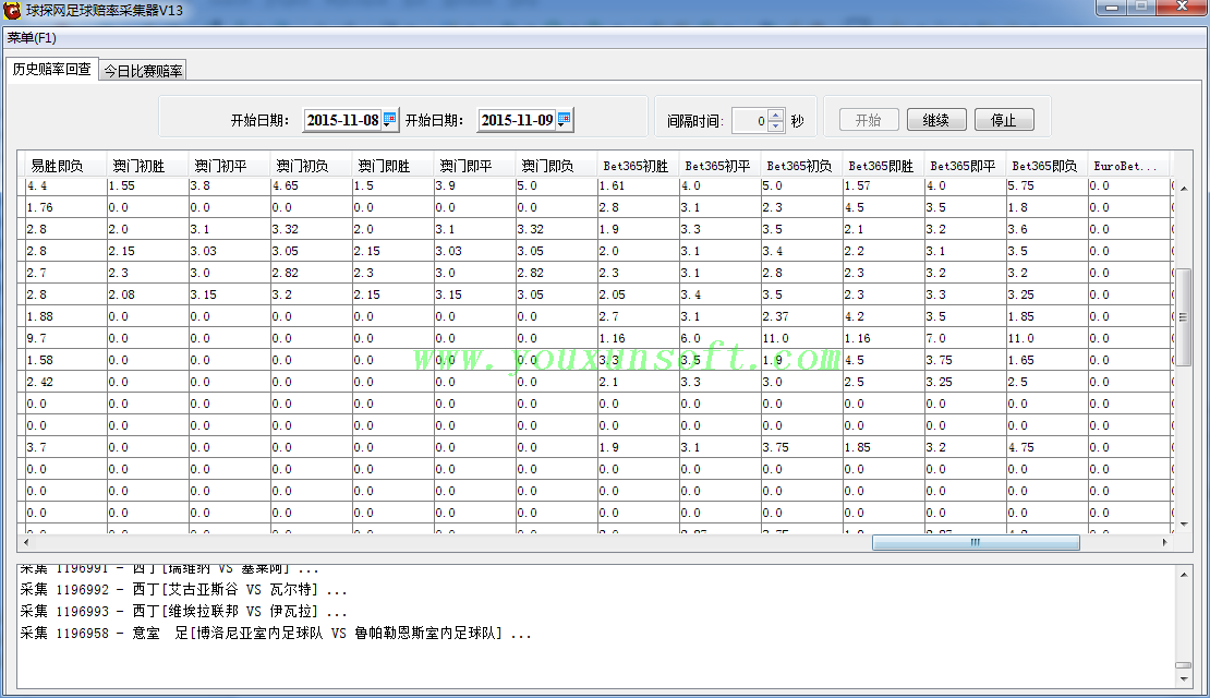 球探网足球赔率数据采集器V13-5