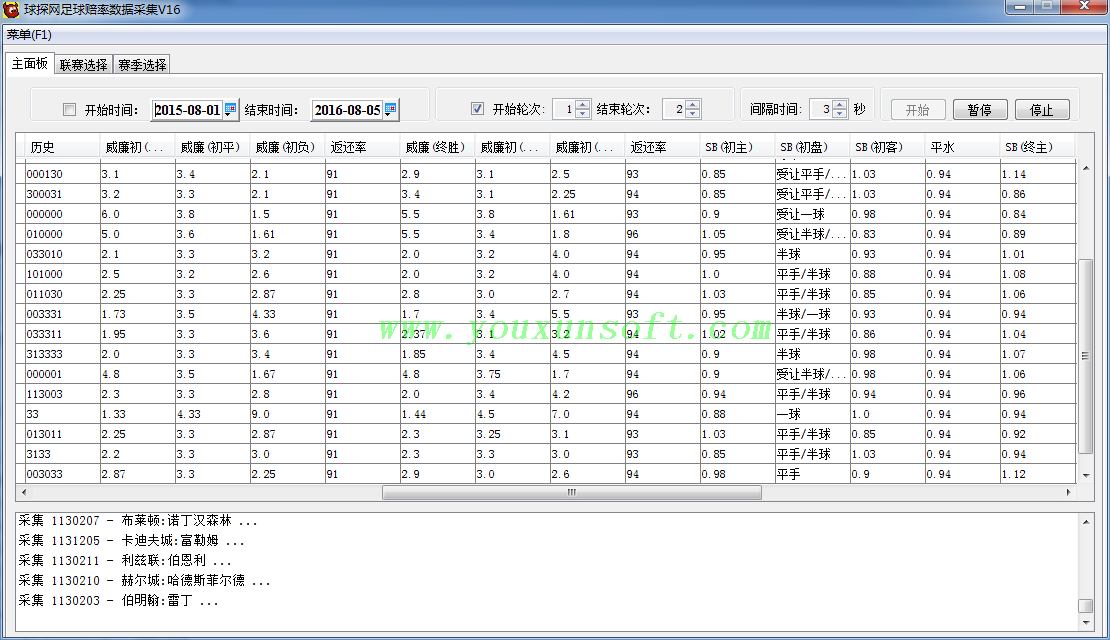 球探网足球赔率数据采集V16