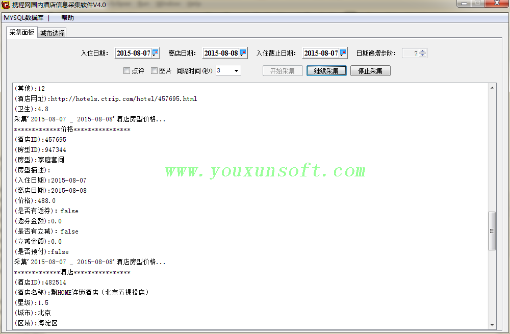 携程网国内酒店信息采集软件V4-1