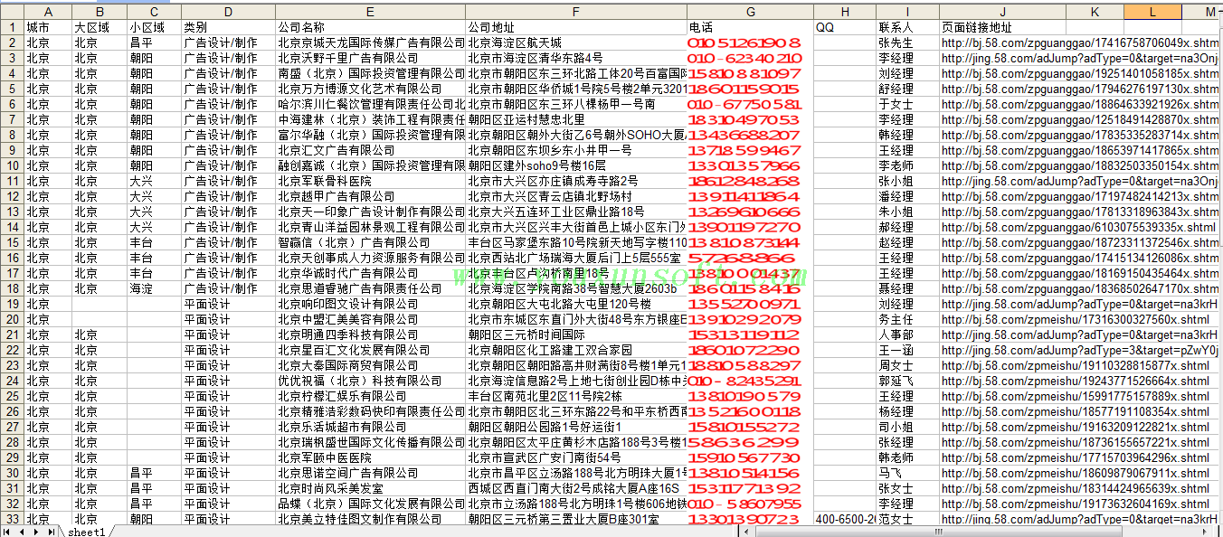 58同城网招聘商务分类信息采集器V3-3