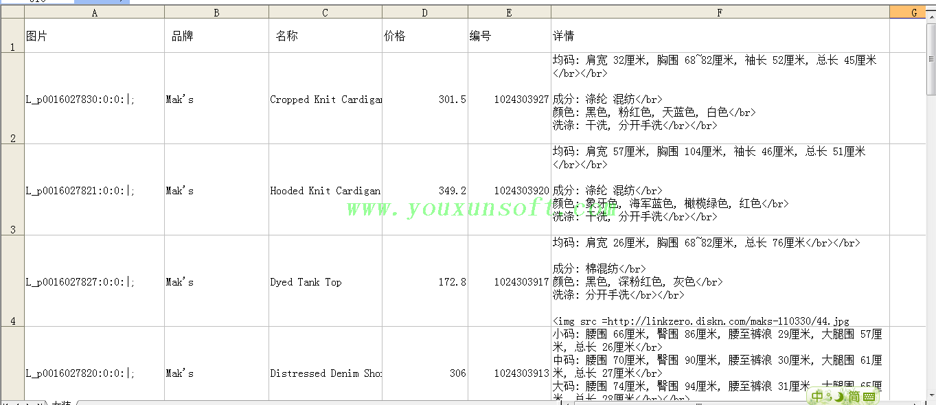 yesstyle服装数据采集生成淘宝CSV文件-3