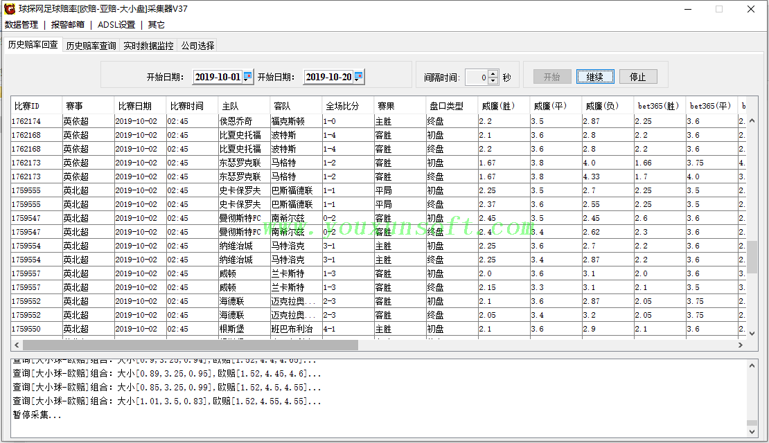   球探网足球赔率[欧赔-亚赔-大小盘]抓取采集器V37_1