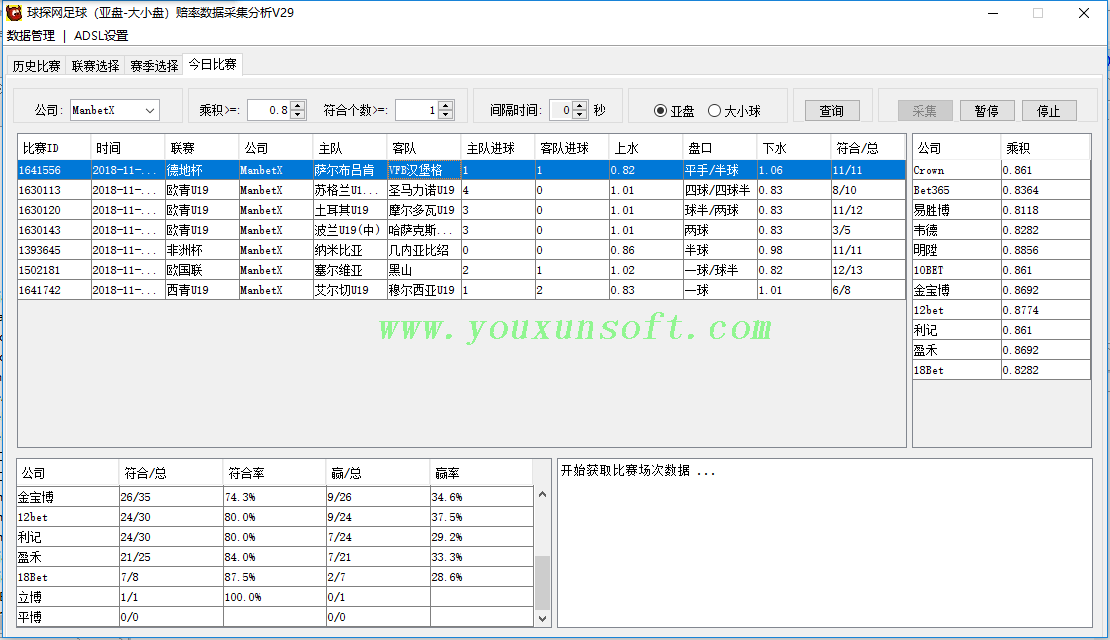 球探网足球(亚盘-大小盘)赔率数据采集分析V29