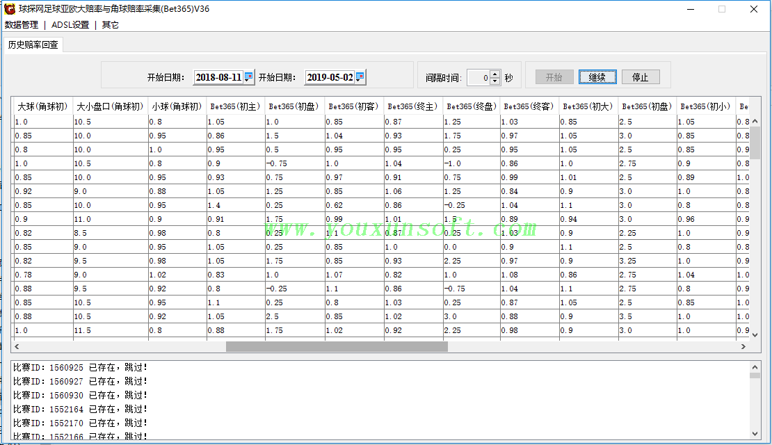 探网足球亚欧大赔率与角球赔率采集(Bet365)V36_2