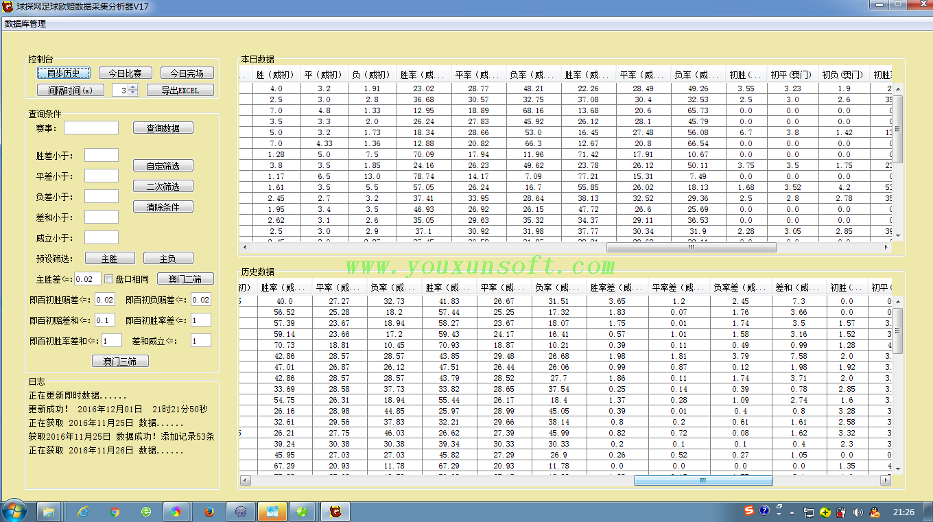 球探网足球欧赔数据采集分析器V17