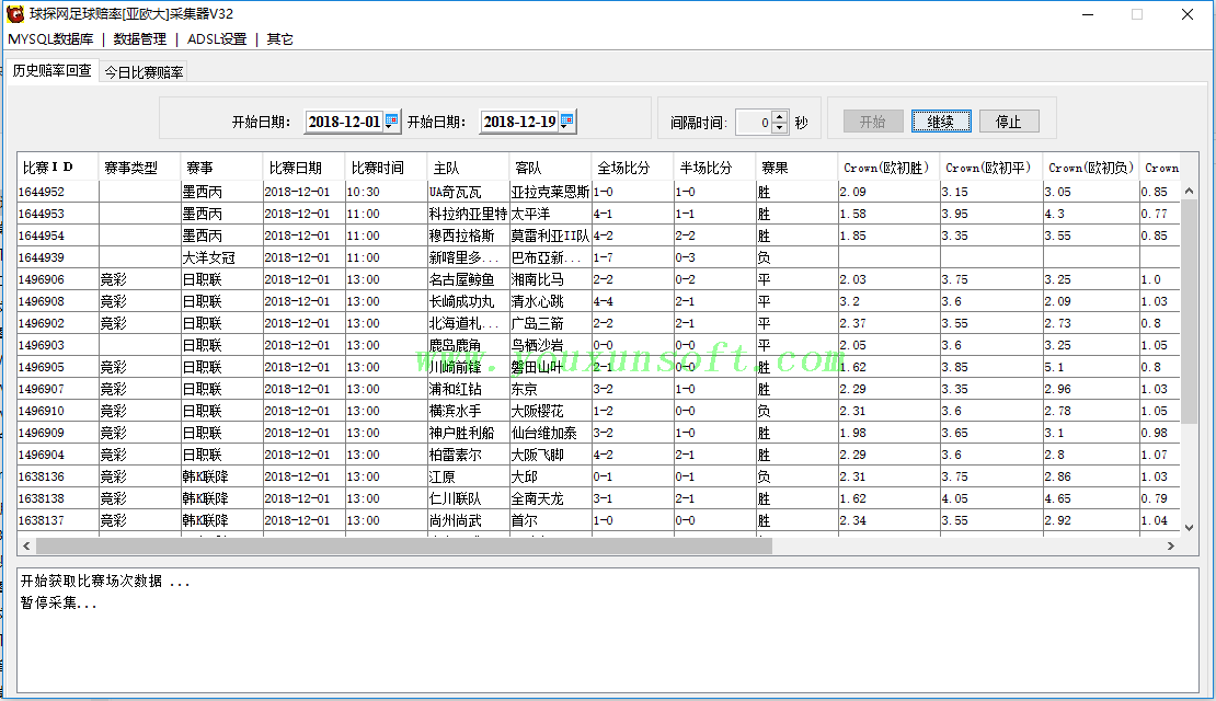 球探网足球赔率[亚欧大]采集器V32