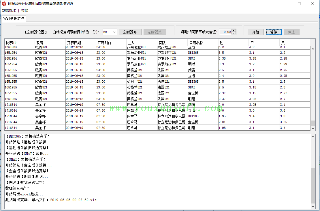 球探网未开比赛相同欧赔赛事筛选采集V39_1
