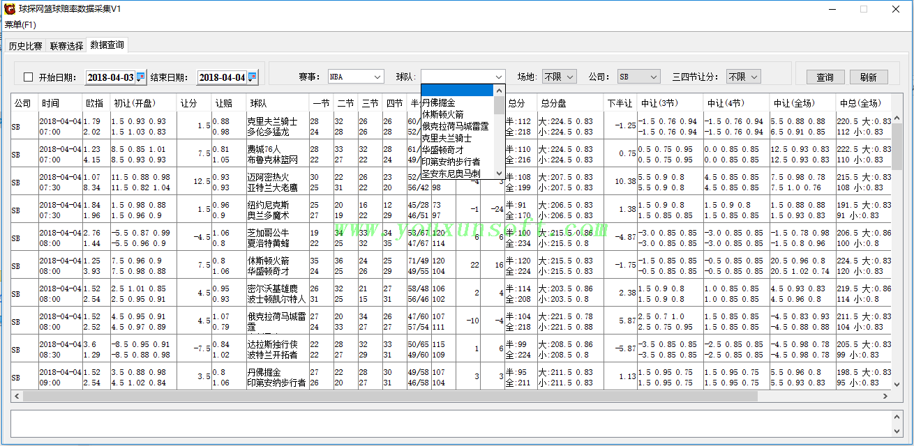 球探网篮球赔率数据采集V1